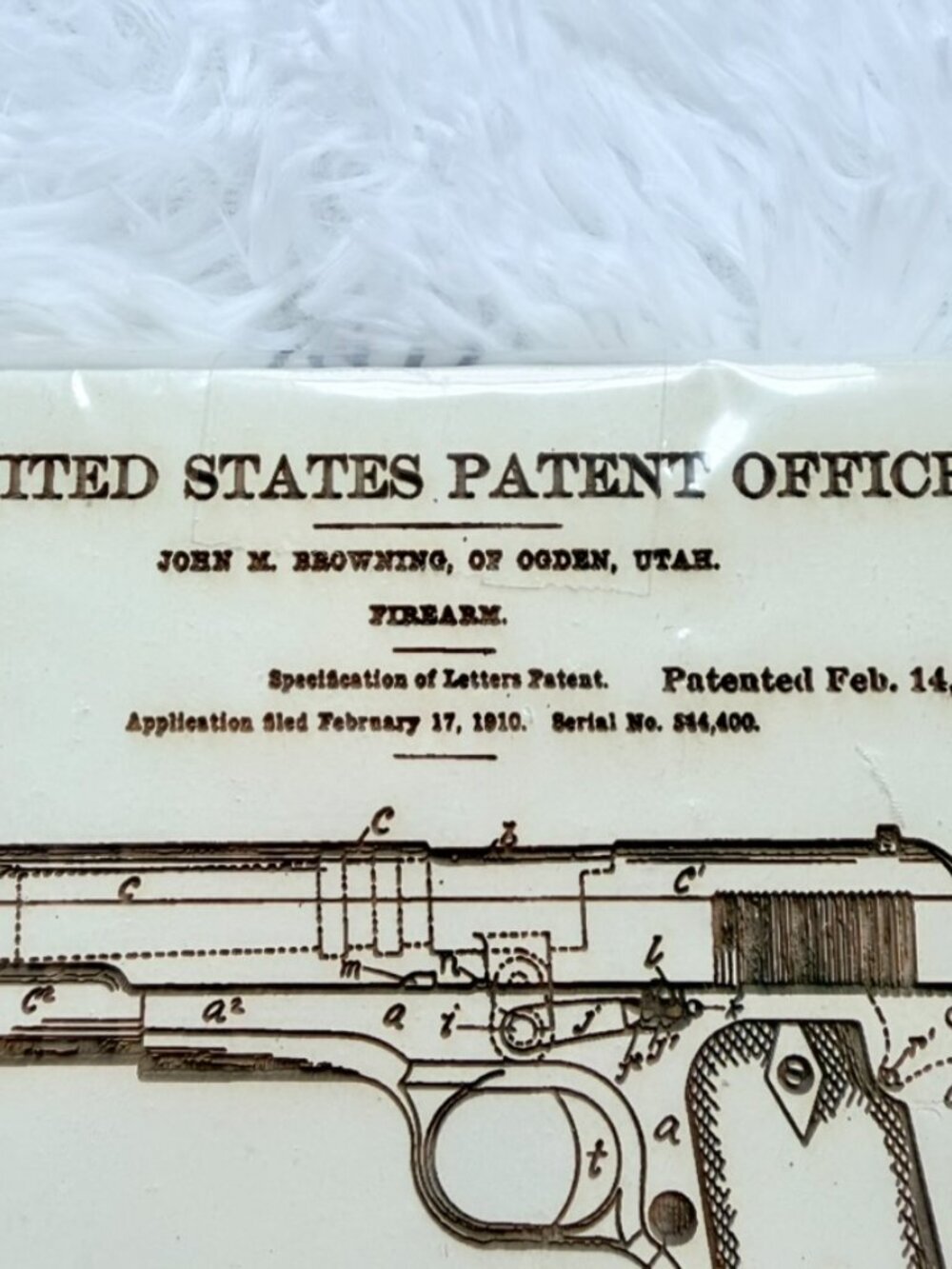 Browning 1911 Patent Print Wood Wall Art Firearm Decor - Picture 4 of 11